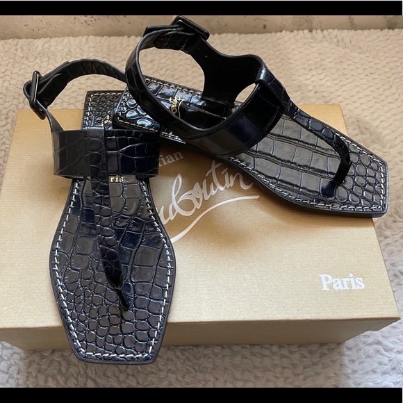 Christian Louboutin Croc Embossed Sandals - Picture 2 of 7